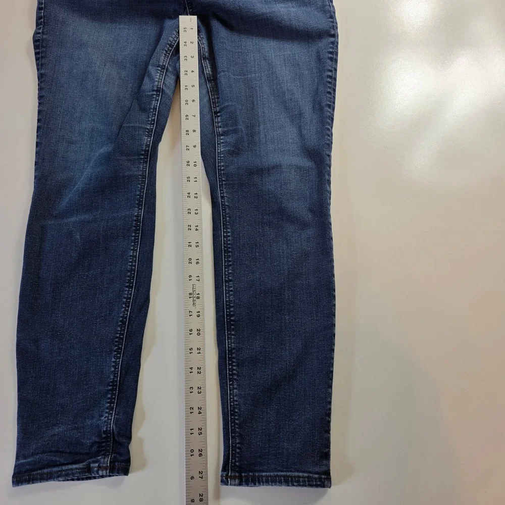 LOFT Curvy Skinny Jeans Dark Wash Denim Blue Size 14/32 Womens High Rise EUC - Picture 7 of 10